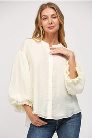 Elodie Puff Sleeve Button Down Shirt Blouse