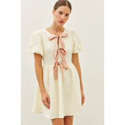 Belladonna Bubble Textured Bow-Tie Front Mini Dress