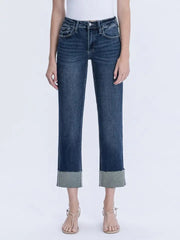 Valley Girl High Rise Cuffed Crop Slim Straight Jeans