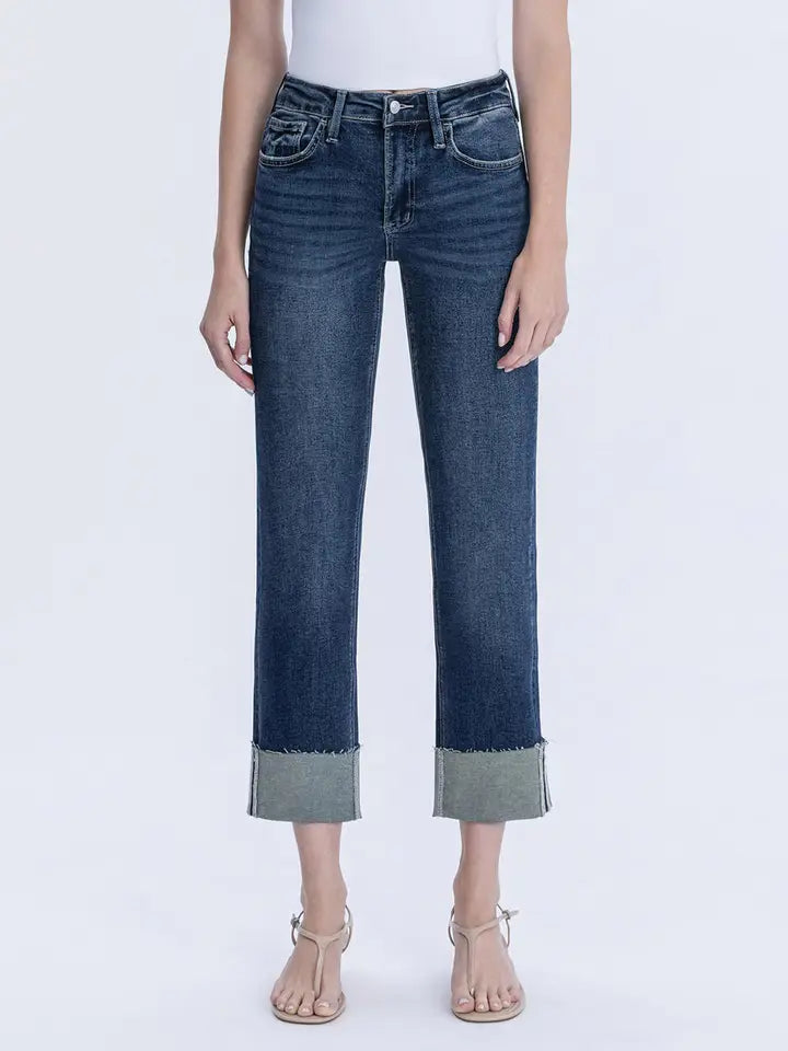 Valley Girl High Rise Cuffed Crop Slim Straight Jeans