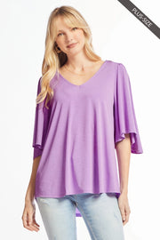 Cali Flutter Sleeve Solid Top