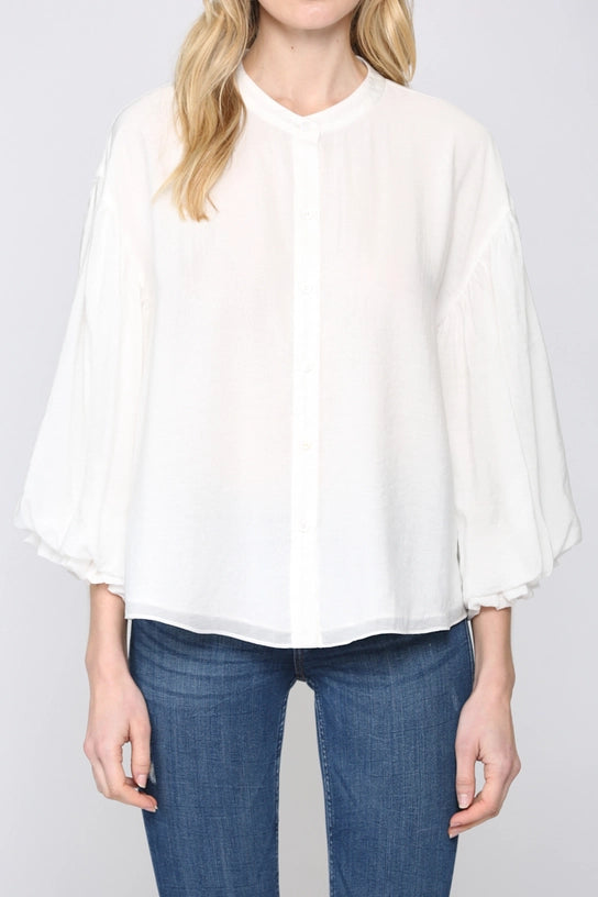 Elodie Puff Sleeve Button Down Shirt Blouse