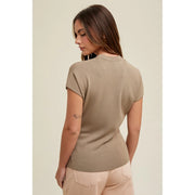 Amber Cap Sleeve Scoop Neck Fitted Sweater