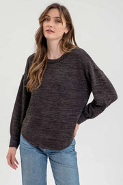 Twyla Drop Shoulder Long Sleeve Sweater Knit Top