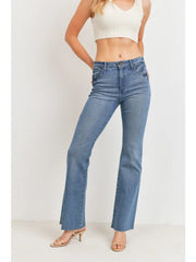 High Rise Flare with Scissor Cut Hem Jeans