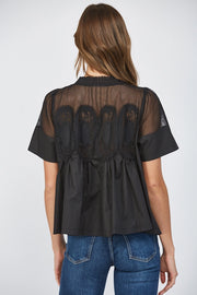 Vela Mesh Lace Applique Peplum Top by FATE