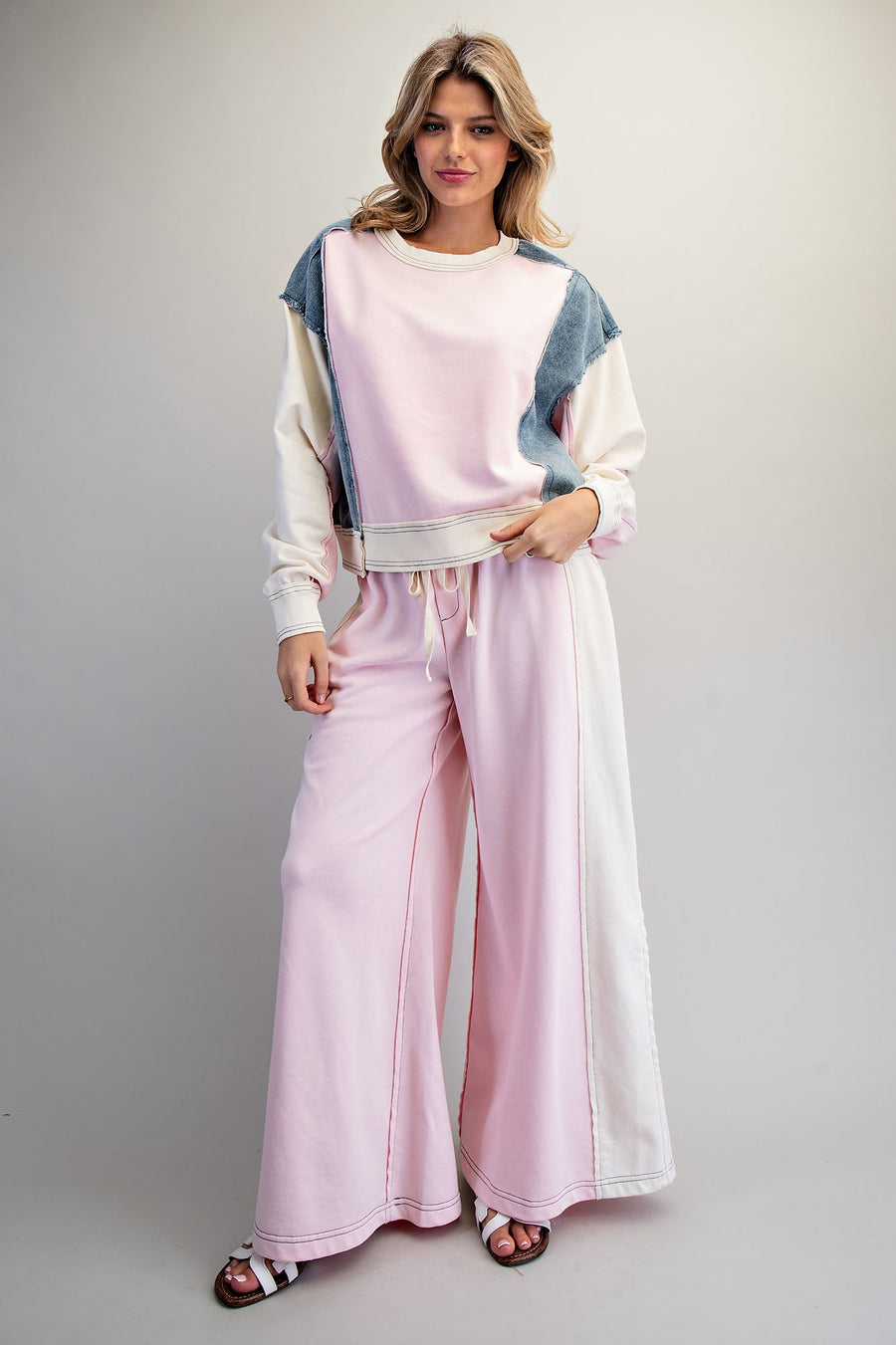 Jensen Color-Block Long Sleeve Pullover Lounge Top