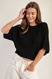 Marika Cropped Dolman Sleeve Knit Sweater