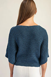 Marika Cropped Dolman Sleeve Knit Sweater