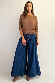 Marika Cropped Dolman Sleeve Knit Sweater