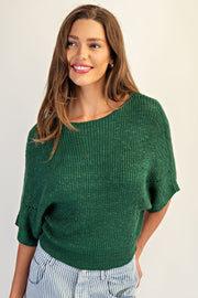 Marika Cropped Dolman Sleeve Knit Sweater