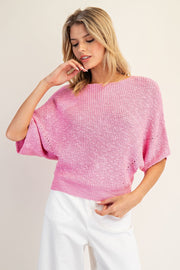 Marika Cropped Dolman Sleeve Knit Sweater
