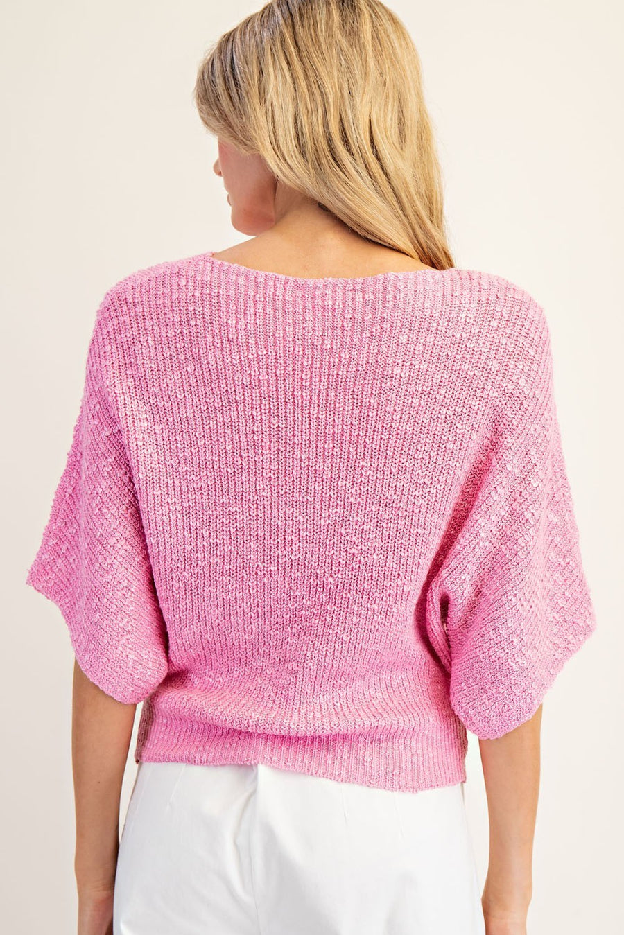 Marika Cropped Dolman Sleeve Knit Sweater