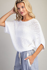 Marika Cropped Dolman Sleeve Knit Sweater