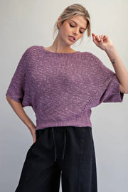 Marika Cropped Dolman Sleeve Knit Sweater