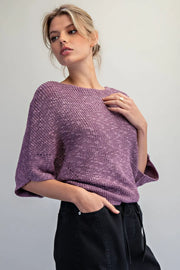 Marika Cropped Dolman Sleeve Knit Sweater