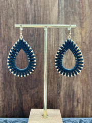 Leather Wrapped Dropped Earrings