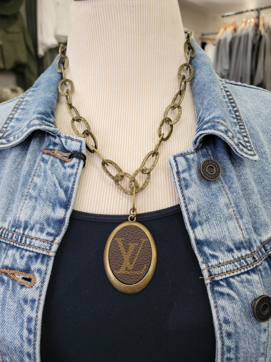 "Charming" Upcycled LV Oval "LV" Charm Chain Necklace
