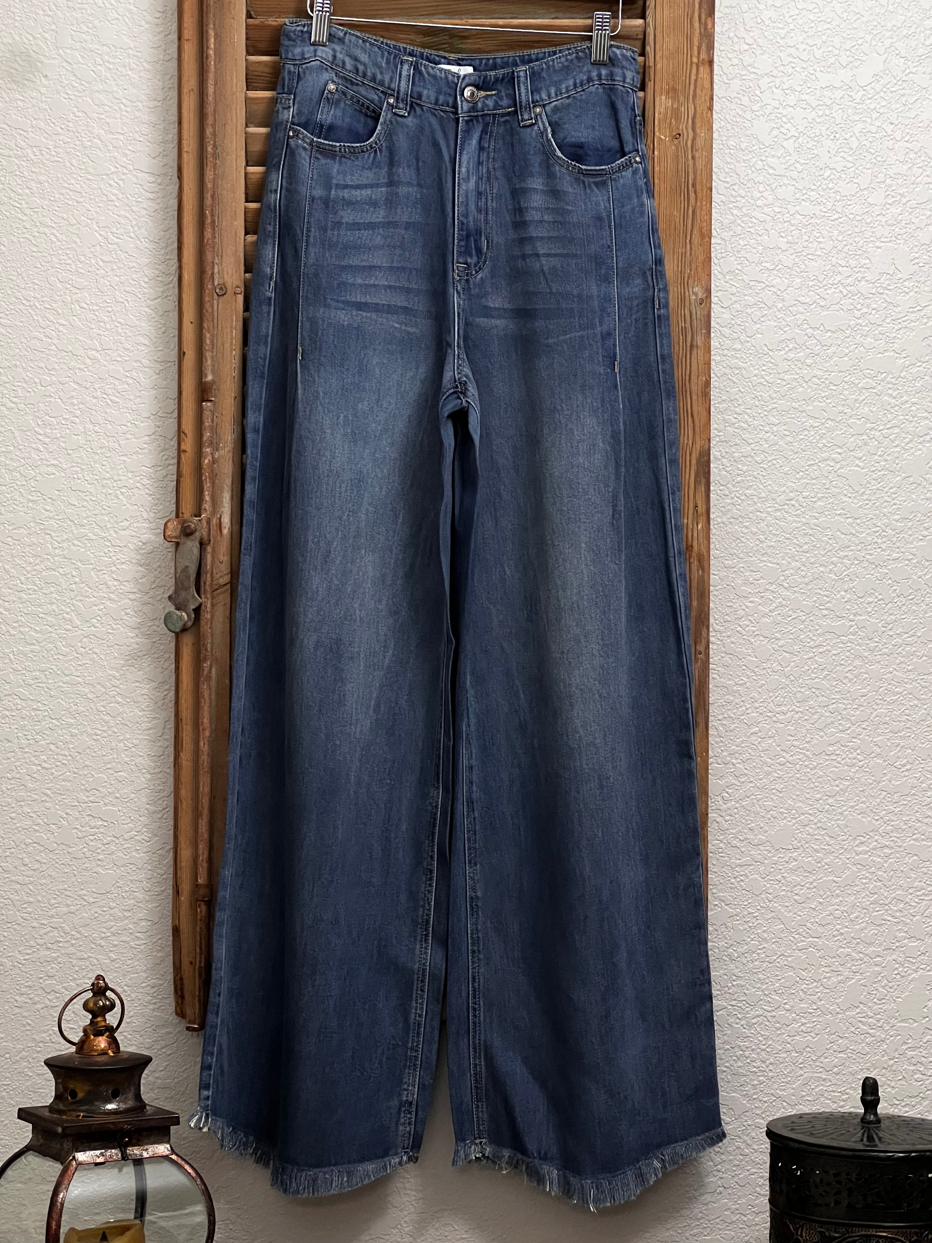 Tracy Soft Washed High Waisted Wide Leg Denim Pants