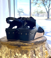 Corkys Boutique Volta II Black Smooth Wedge Shoes
