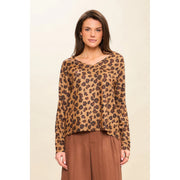 Leopard Spots V-Neckline Sweater