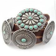 Pueblo Full Concho Distressed Leather Belt