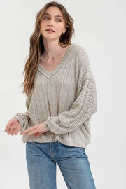 Ryanne V-Neck Long Sleeve Sweater Knit Top