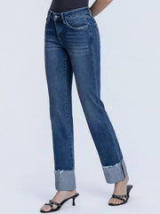 Sting Mid Rise Cuffed Slim Straight Jeans