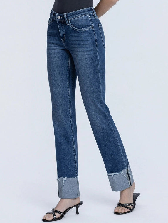 Sting Mid Rise Cuffed Slim Straight Jeans