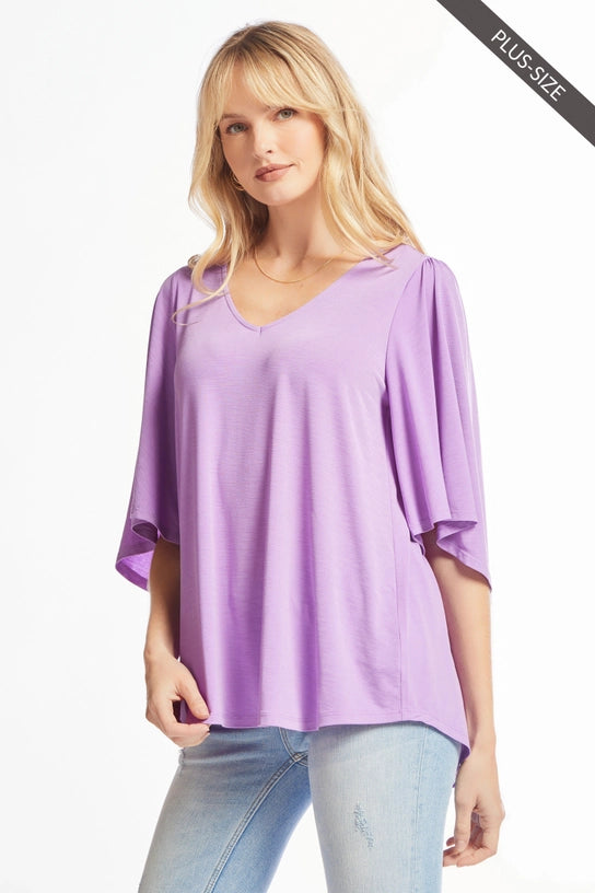 Cali Flutter Sleeve Solid Top