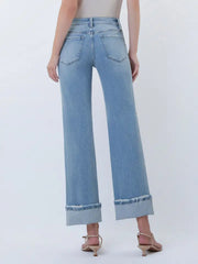 Blondie Mid Rise Cuffed Slim Wide Leg Jeans