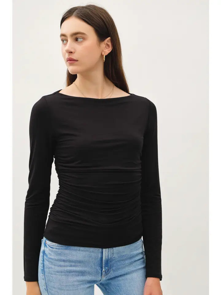 Caterina Boat Neck Long Sleeve Top