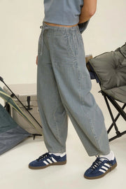 Conductor Vintage Washed Denim Mini Stripe Barrel Pants