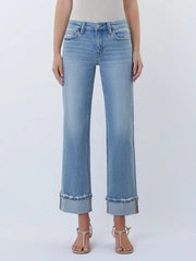Blondie Mid Rise Cuffed Slim Wide Leg Jeans