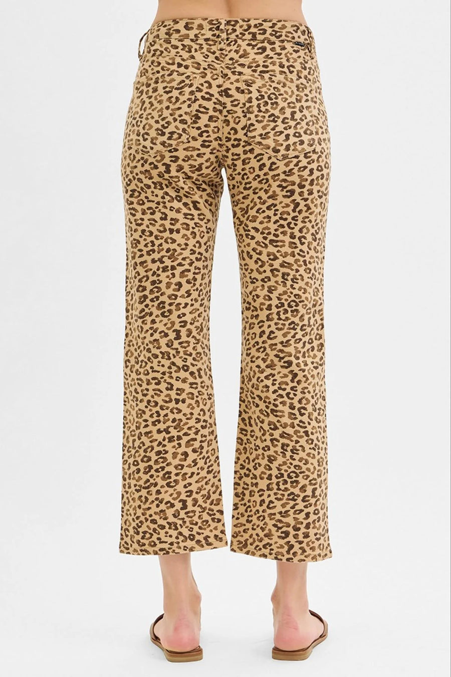 Leopard Mid Rise Ankle Slim Straight Animal Print Pants