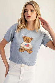 American Bear Flag Short Sleeve Knit Top