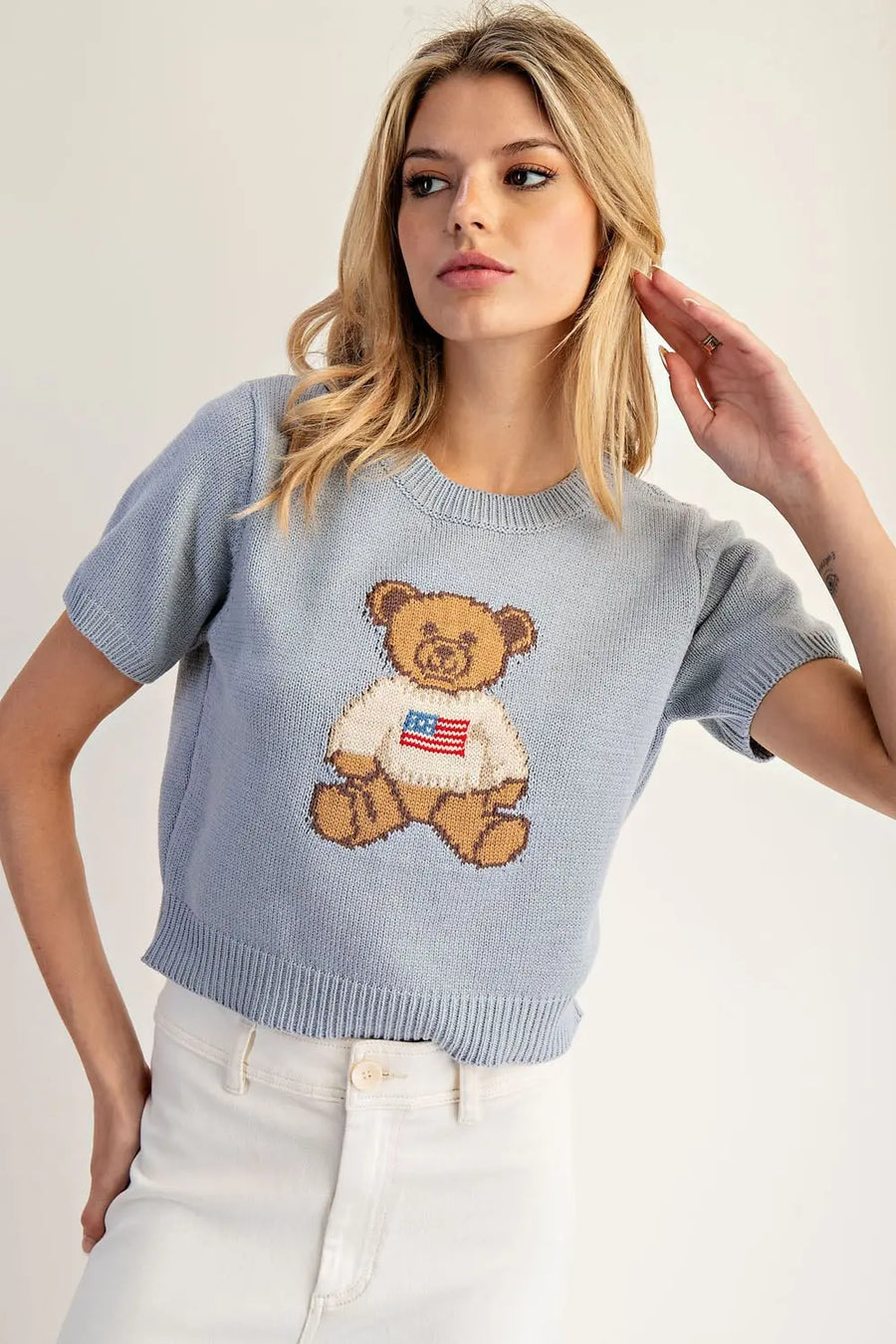 American Bear Flag Short Sleeve Knit Top