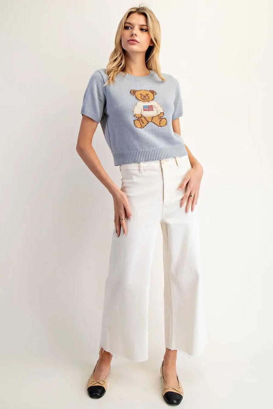 American Bear Flag Short Sleeve Knit Top