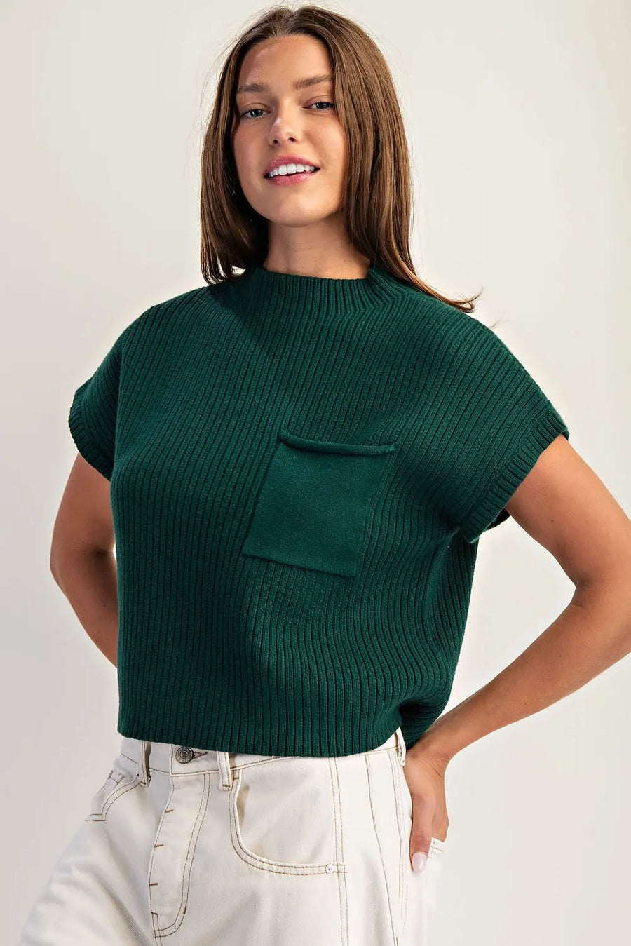 Charlee II Mock Neck Short Sleeve Sweater