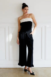 Flirty Ruffle Strapless Smocked Top and Pant Set