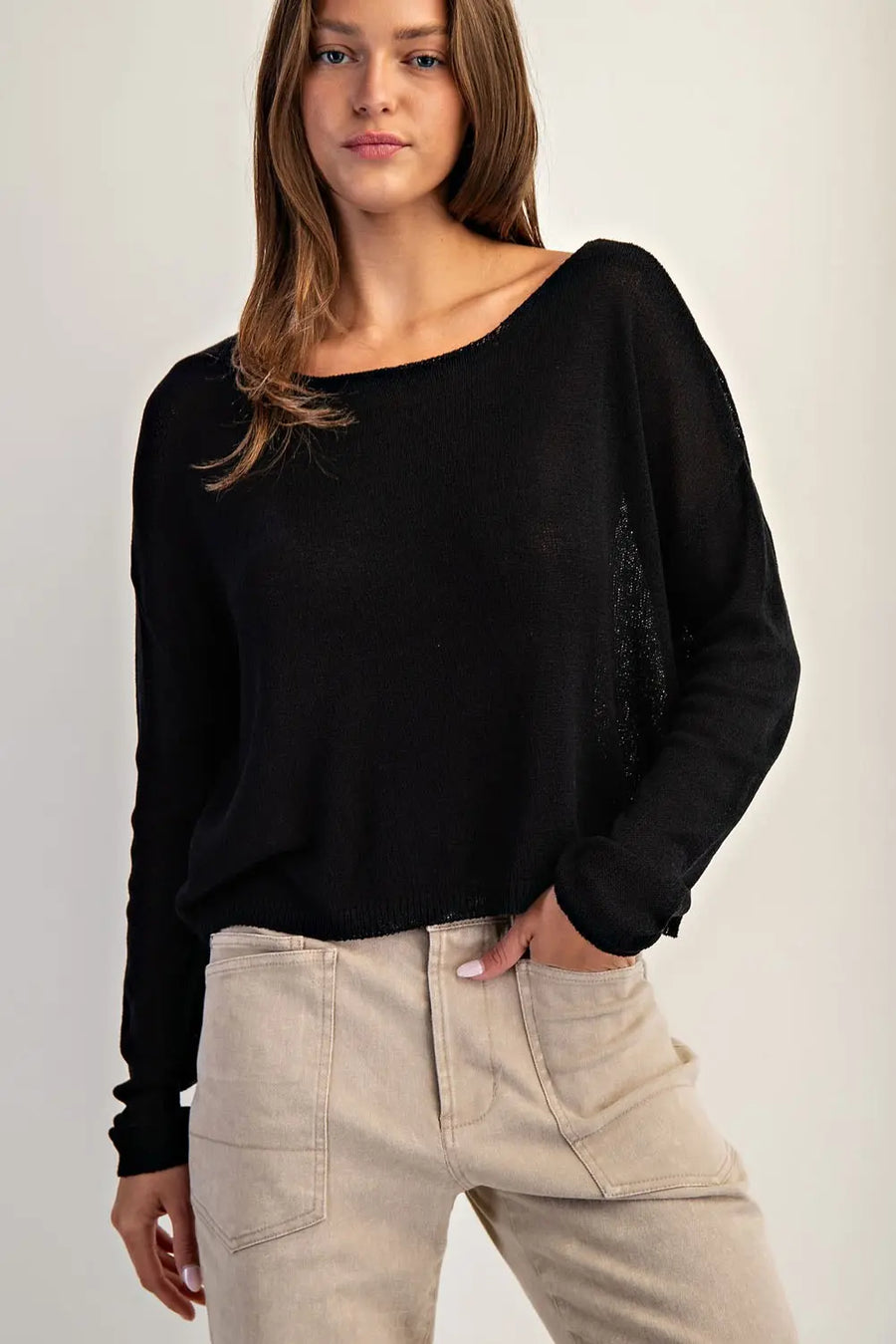 Mabel Boat Neck Dolman Sleeve Knit Sweater