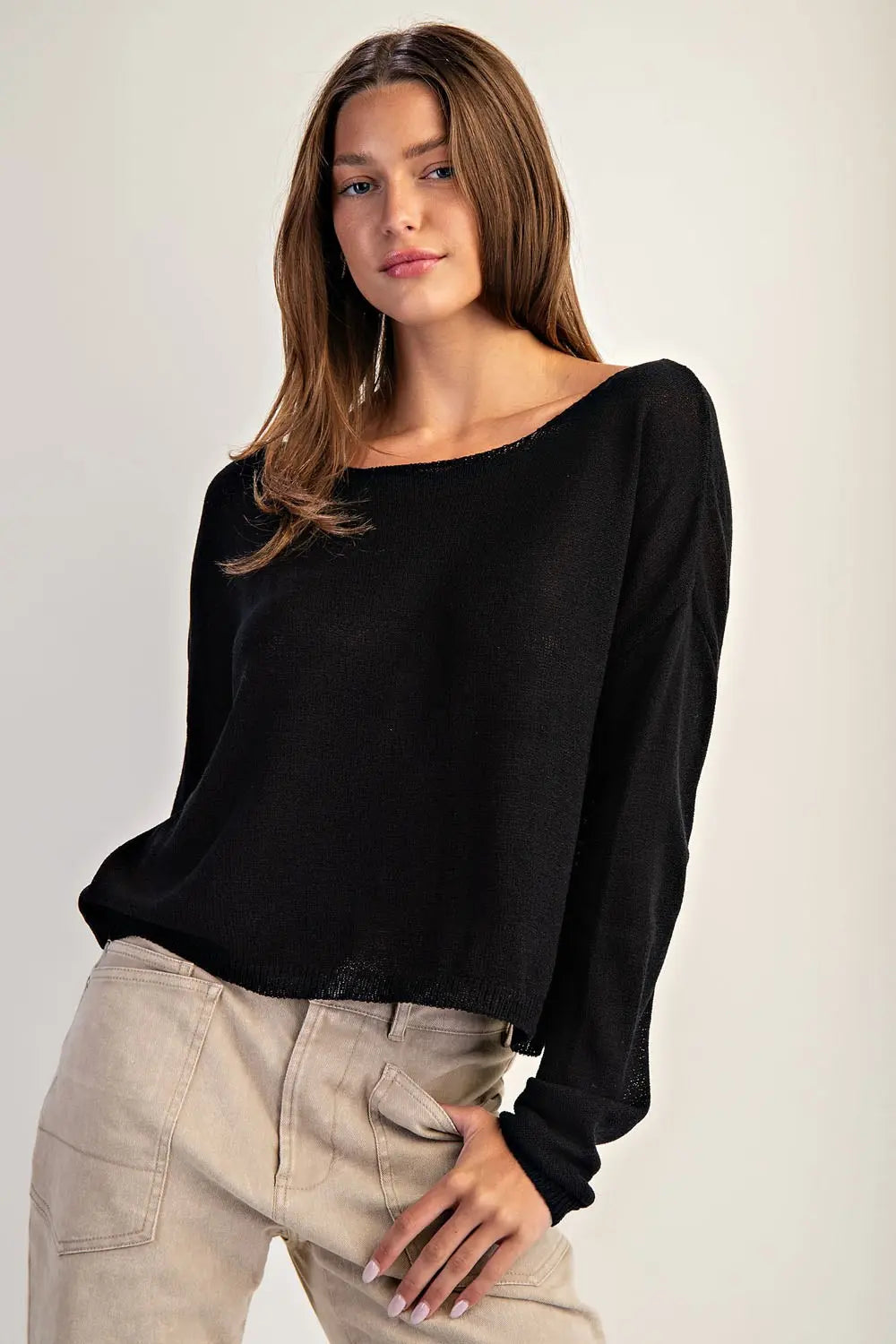 Mabel Boat Neck Dolman Sleeve Knit Sweater