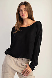 Mabel Boat Neck Dolman Sleeve Knit Sweater