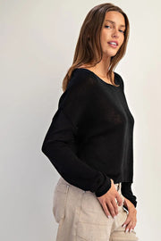 Mabel Boat Neck Dolman Sleeve Knit Sweater