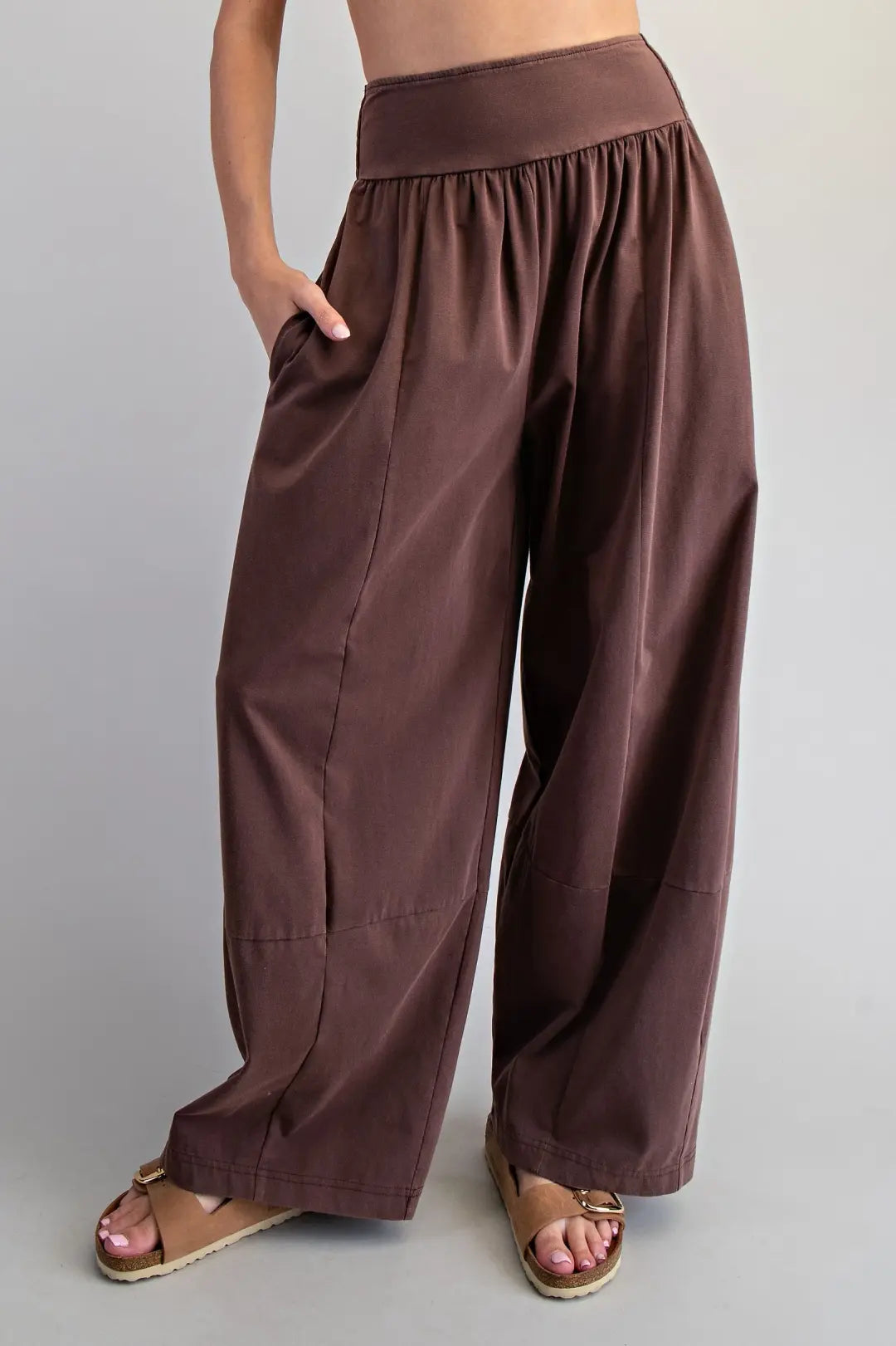 Javi Mineral Washed Cropped Tee and Wide Leg Pant Set