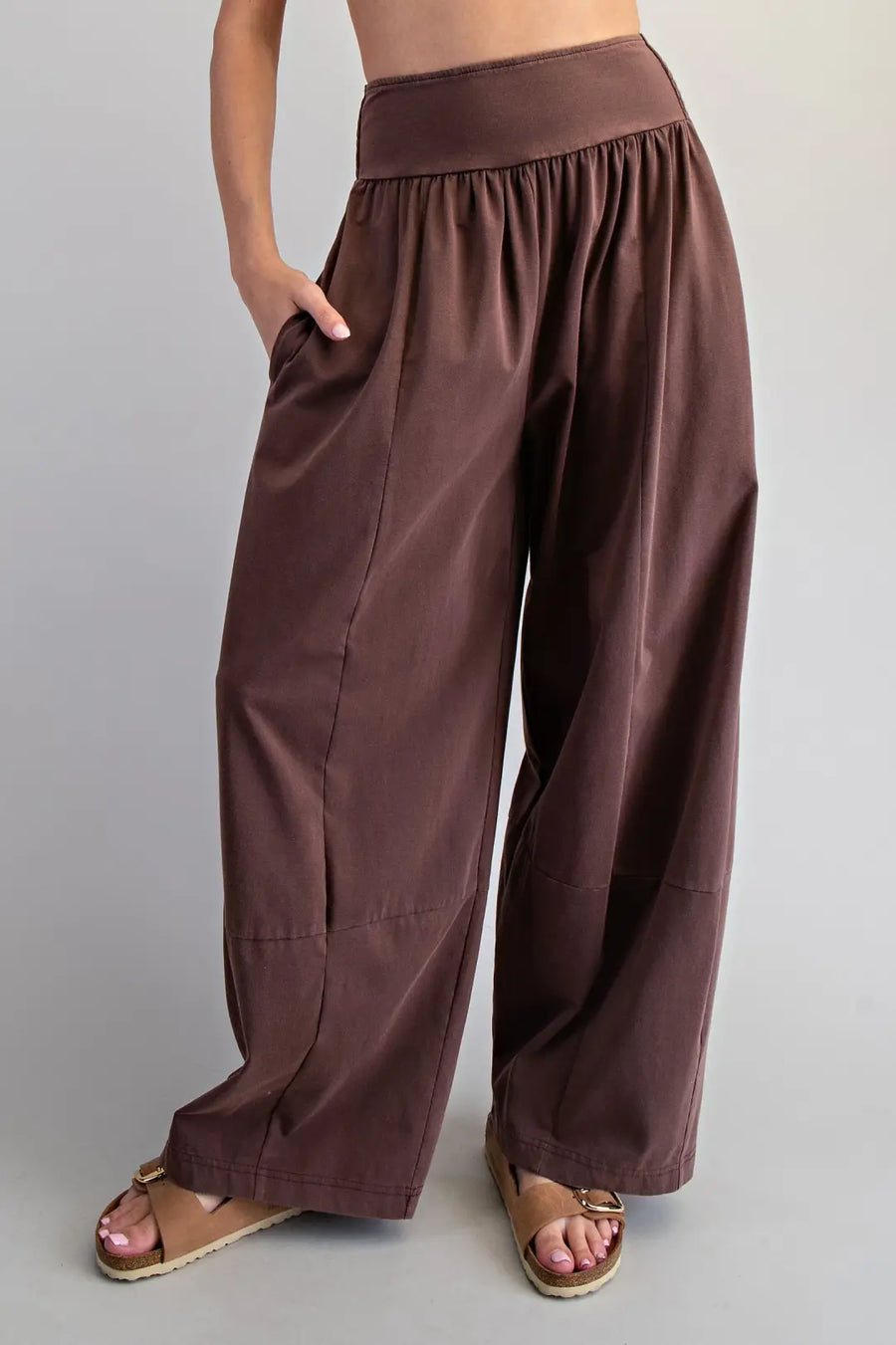 Javi Mineral Washed Cropped Tee and Wide Leg Pant Set