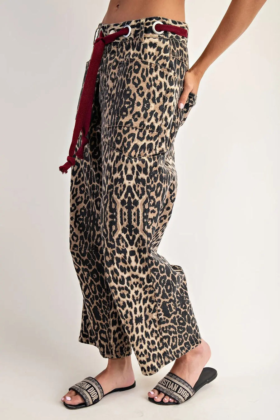 Malawi Mineral Washed Leopard Barrel Jeans