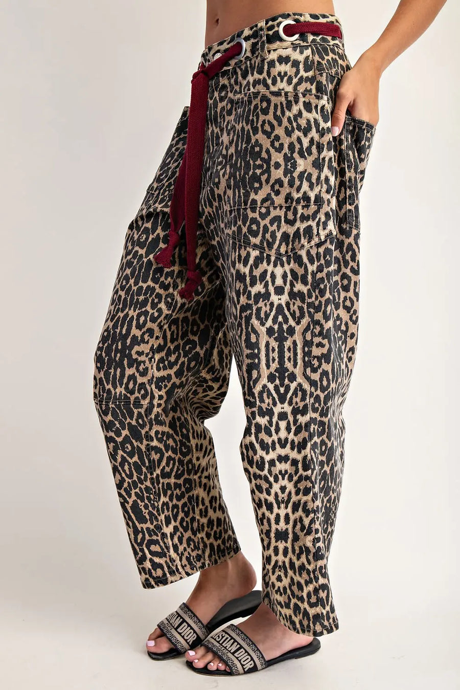 Malawi Mineral Washed Leopard Barrel Jeans