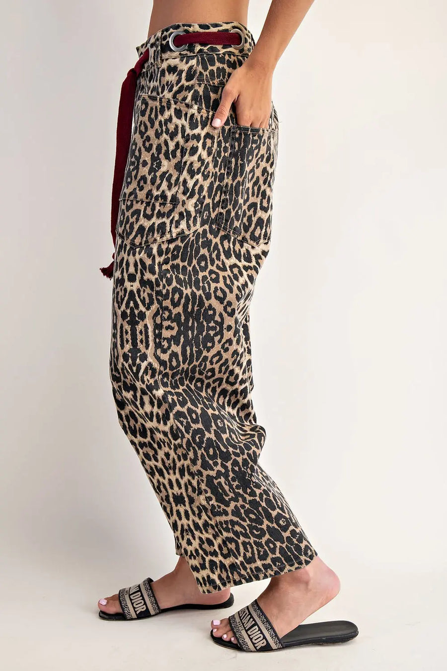 Malawi Mineral Washed Leopard Barrel Jeans