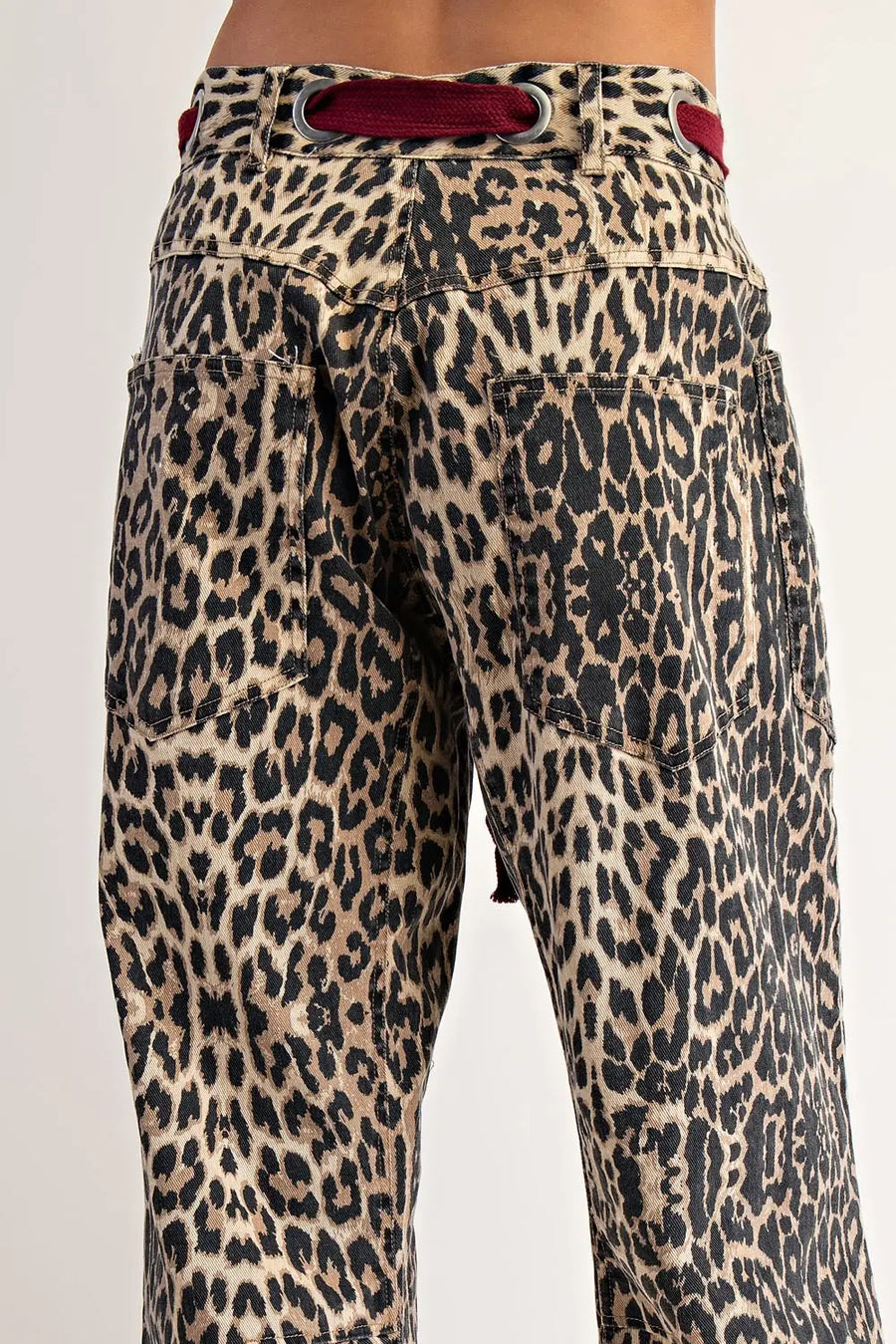 Malawi Mineral Washed Leopard Barrel Jeans